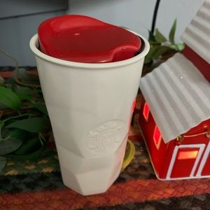 Starbucks white ceramic go cup 10oz